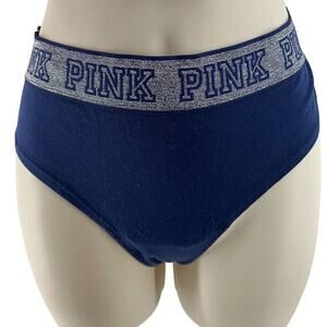Victoria's Secret PINK Extra Low Cheekster Blue Sparkle Waistband Panty XLarge